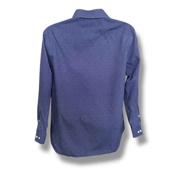 Michael Kors Blue White Dots Slim Fit Airsoft Cotton LS Button Down 17 32/33 - Picture 2 of 6